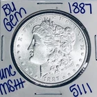 1887 BU UNCIRCULATED MORGAN SILVER DOLLAR AUTHENTIC U.S. MINT FREE SHIPPING 5111