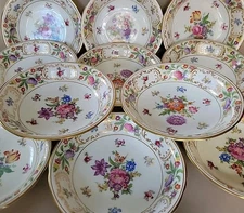 11 Hammersley Bone China England Dresden Sprays CEREAL/FRUIT/DESSERT BOWLS 5,5"