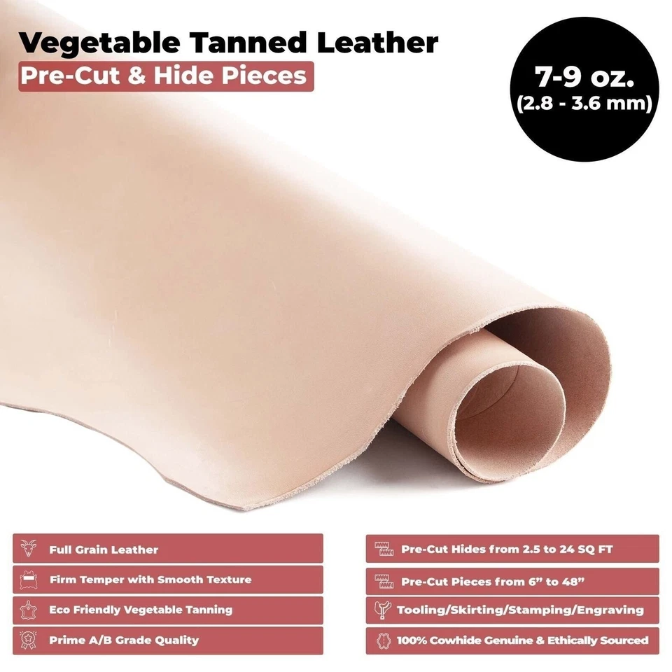European Leather Work 7-9 oz (2.8-3.6 mm) Vegetable Tanned Pre-Cut Leather - Image 3 of 4