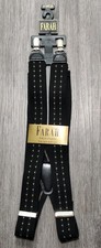 Farah Men's Elastic Adjustable One Size Suspenders Black /Tan Belt New Dad bod