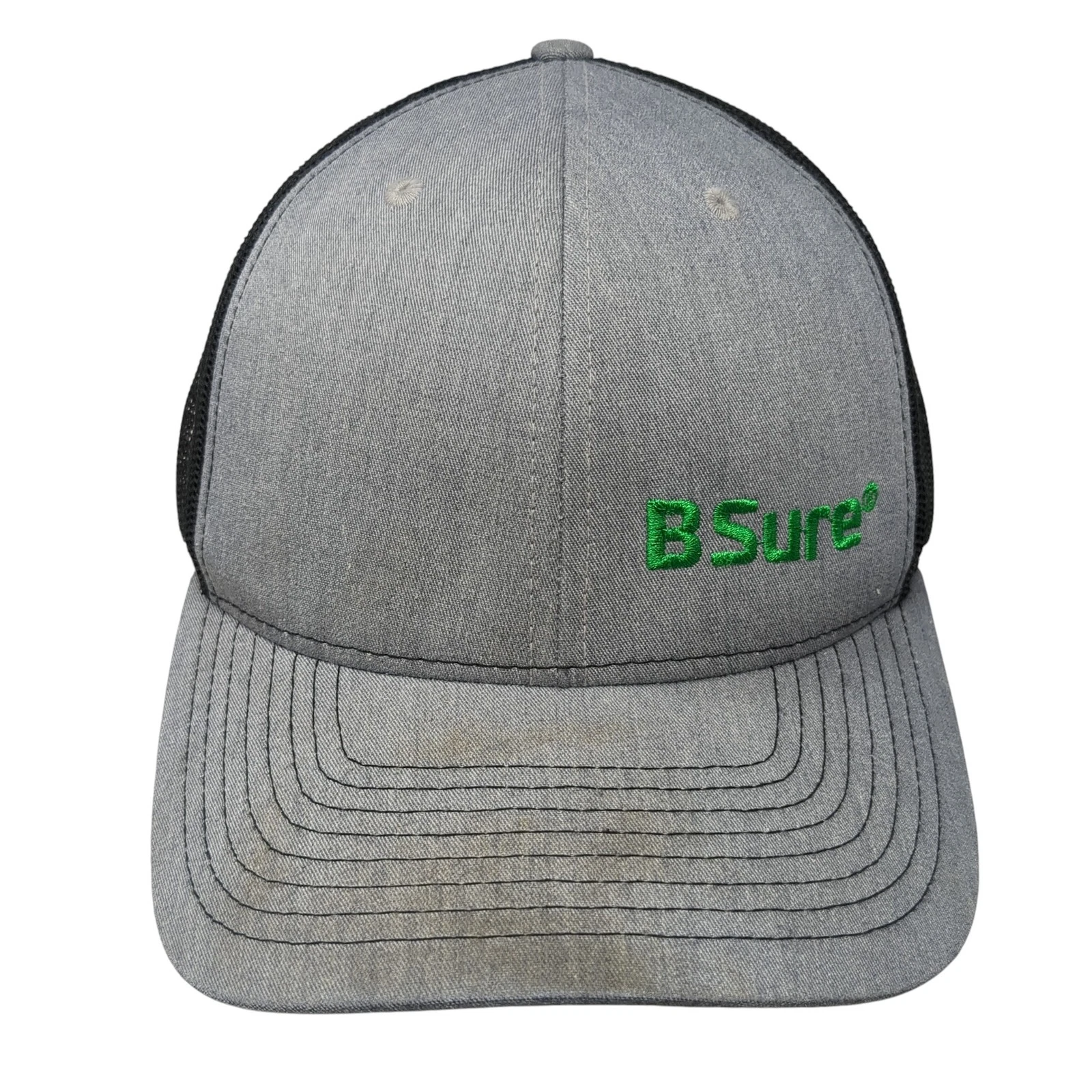 B Sure Snapback Trucker Hat Gray One Size Adjustable Mesh Back Richardson
