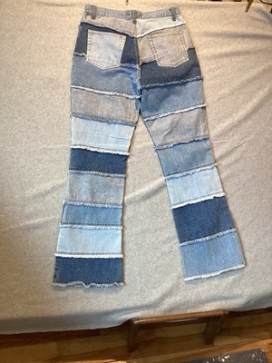 VGT North Crest Mixed Denim Patchwork Flare Jeans Sz 10 Boho