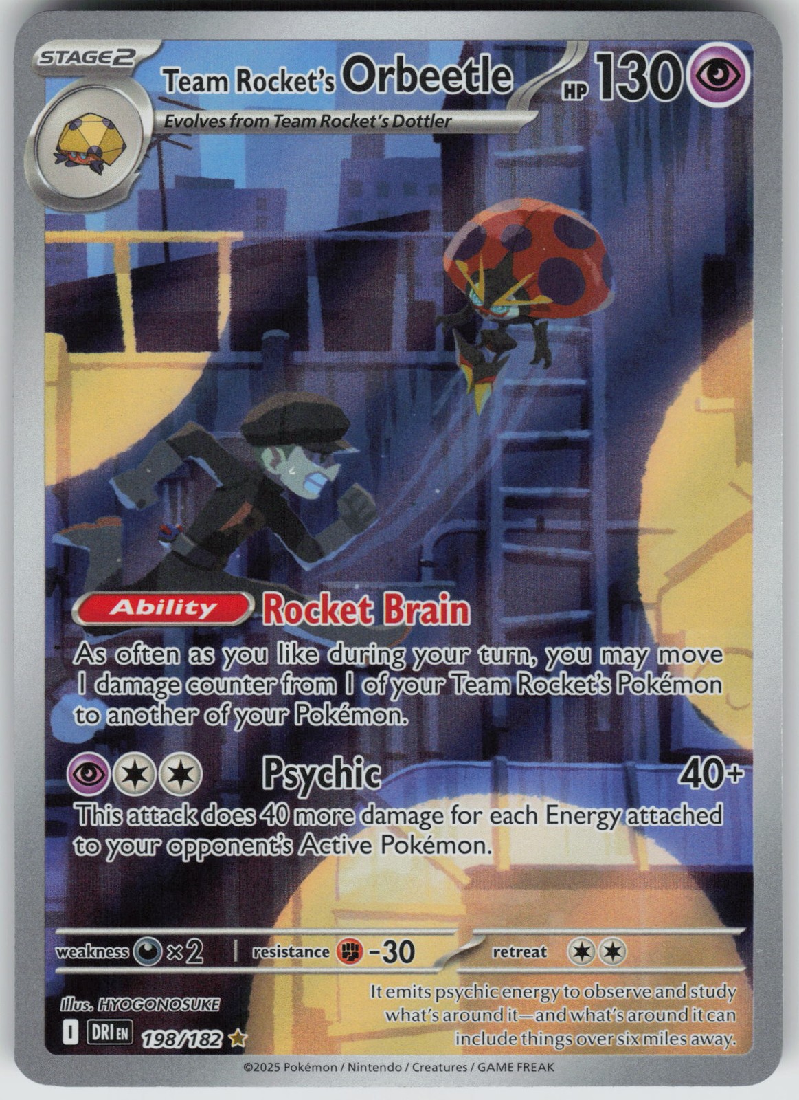 Team Rocket's Orbeetle Illustration Rare Holofoil SV10: Destined Rivals 198/182