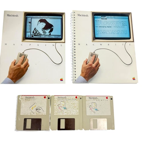 Apple Macintosh System MacWrite MacPaint Manuals And Disks Vintage 1984