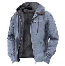 2025 Winter Men's Casual Jacket Hooded Fashion Zippers Fleece Outwear Coats Male