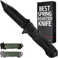 Spring Assisted Heavy Duty Pocket Knife for Men with G10 Handle Pocket Clip -