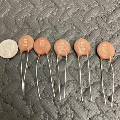 TRW 250pF 3KV Ceramic Disc Capacitors 6pieces