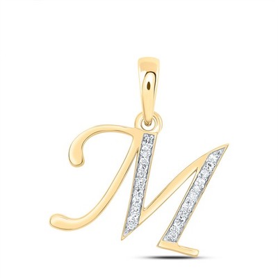 0,11 ctw natürlicher Diamant Anfangsbuchstabe M Anhänger 10k Gelbgold