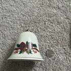 Konitz Germany Christmas Bell Music Box  Plays Silent Night Porcelain Holly Trim — photo 1
