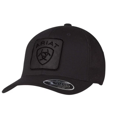 A300064301 Ariat Men's Flexfit 110 Snapback Logo Patch Ball Cap - Black NEW - Image 1 of 4