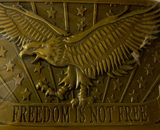 2014 Sponsor "Freedom Is Not Free" Brass Belt Buckle Patriotic Eagle