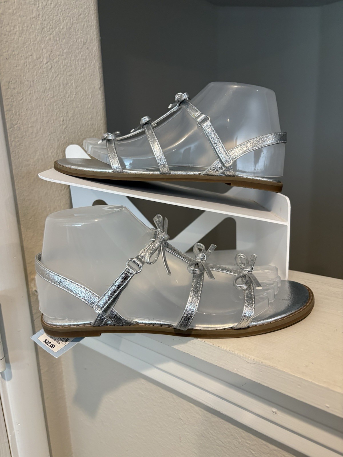 Cat & Jack  Girls Summer Sandals Silver Aria Youth Size 5Y