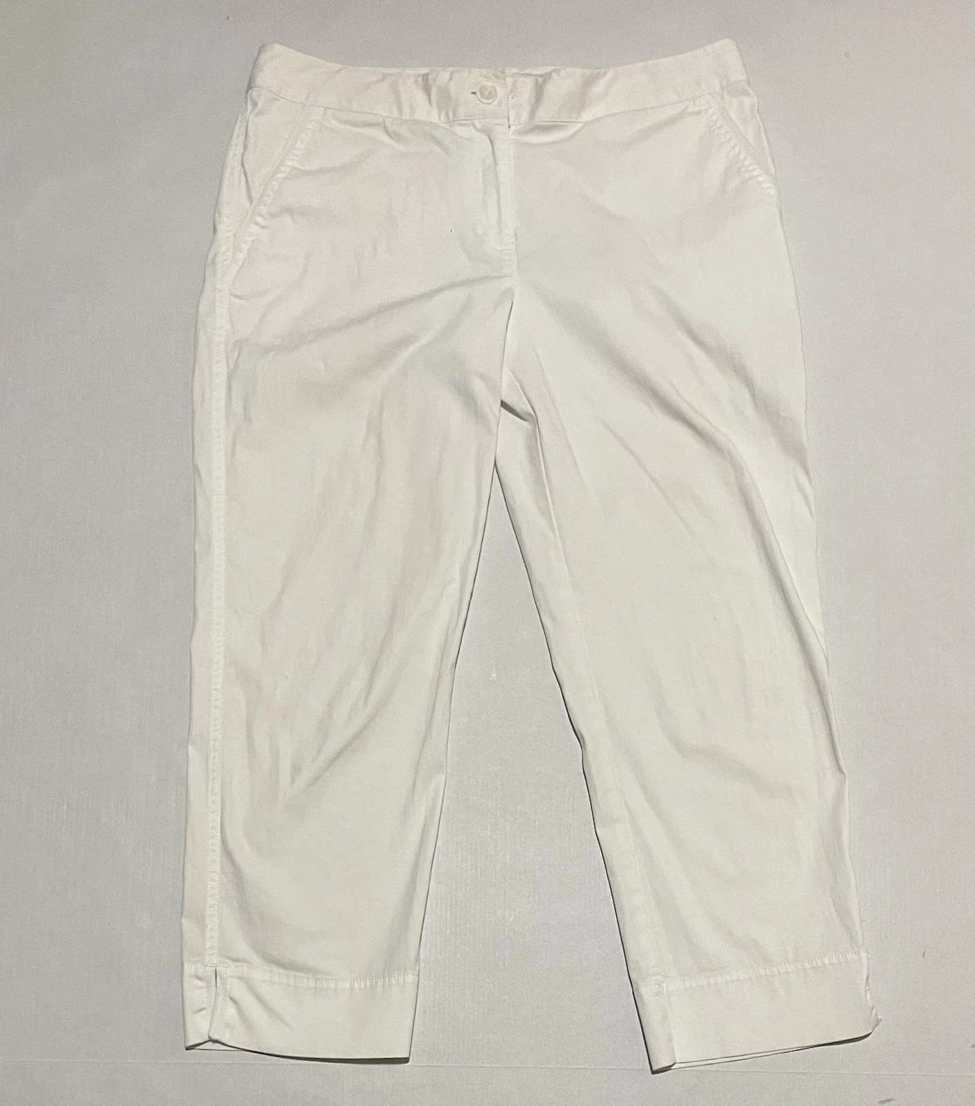 TOMMY BAHAMA Relax Everyday Pants Women 6 X 23.5 White Cropped Flat Front Capri