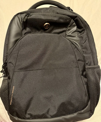 Swissdigital Design Black Polyester Backpack for 15'' Laptop, Padded, Partitions