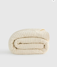 Quince Full/Queen European Linen Cotton Stitch Quilt (Ivory) / Free Shipping