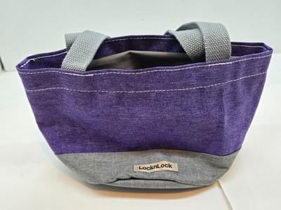 Small Purple LocknLock Canvas Tote Drawstring Closure Bucket Purse.  10''x5''x5''