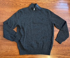 New Polo Ralph Lauren 1/4 Zip Sweater Knit Fits Mens Medium Gray Pony Casual