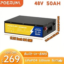 NEW 48V 50Ah LiFePO4 Lithium Battery 2560Wh BMS 15000 Deep Cycles For Golf Cart