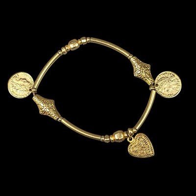 Gold Tone Charm Bracelet Heart French Republic 1803 - expandable