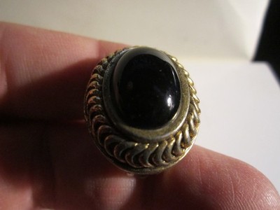 VINTAGE CINER SIGNED BALL SINGLE EARRING HEAVY BLACK CRYSTAL/STONE? OFC-D2