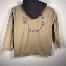 Zara Boys Utility Hooded Military Khaki Jacket Size 13-14