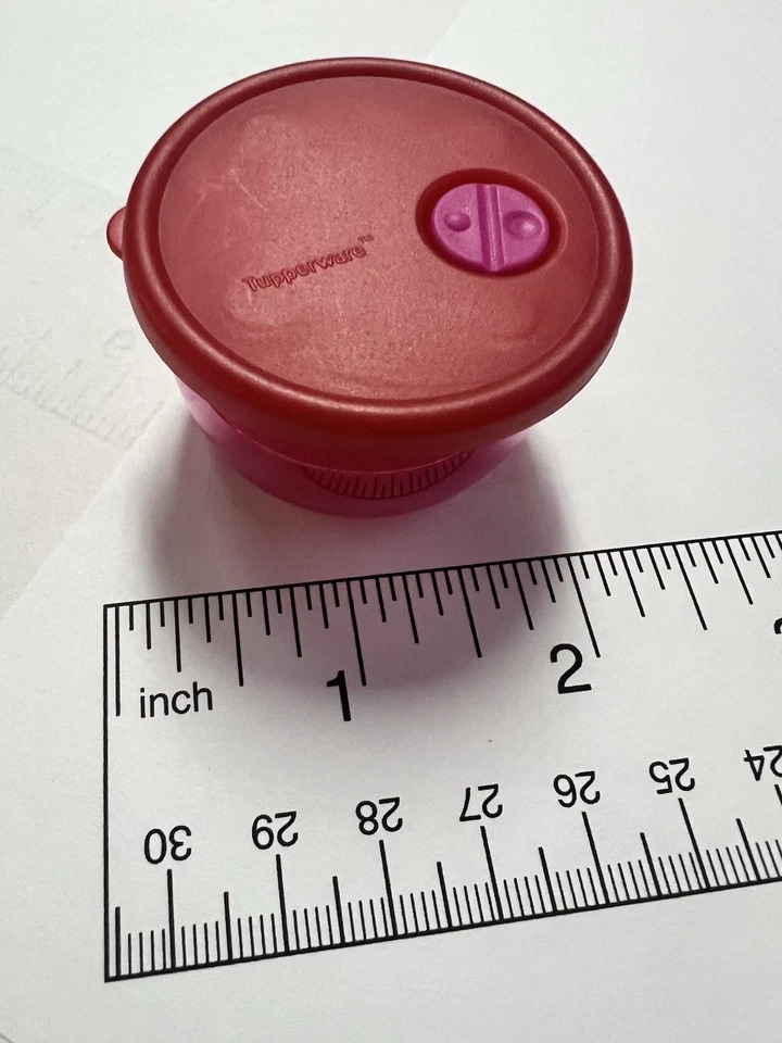 Tupperware Rock n Serve rojo rubí con ventilación rosa mini pequeño tesoro pequeño pequeño RARO Foto 2 de 2