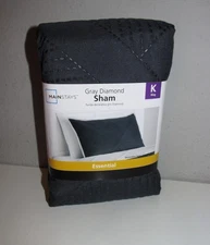 Decorative 'Gray Diamond' King Size Pillow Sham (20x36") BRAND NEW UNOPENED