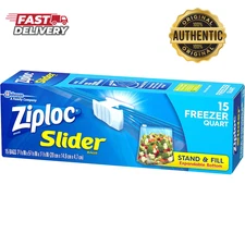 Ziploc Freezer Slider Bags Quart Size 15 Count | Durable Food Storage Bags