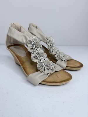 Patrizia By Spring Step Isabella Womens Shoes 39 8.5 Beige Back Zip Wedge Sandal