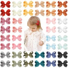 C LLOT 40 Pieces 3 Inch Hair Bows for Girls Clips Grosgrain Ribbon Boutique ...