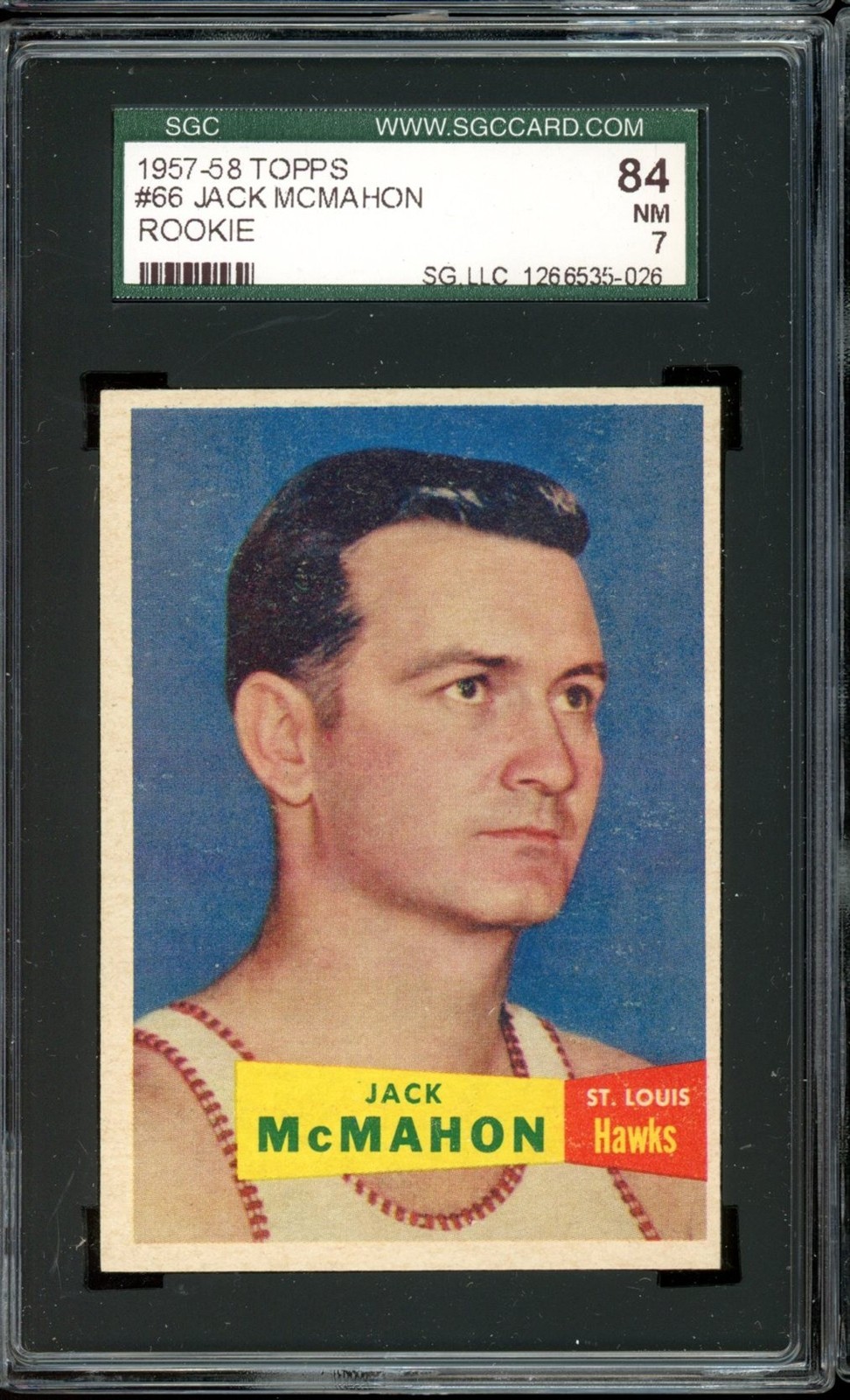1957 Topps Basketball #66 Jack Mcmahon SGC 7