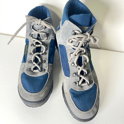 Asolo Voyageur Vintage Hiking Boots Made in Italy Blue Grey Suede Canvas Womens