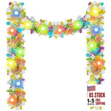 Chuangdi 16.4 ft Easter Tinsel Garland with LED Egg Colorful, Colorful Light