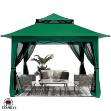Versatile Garden Canopy Tent 13x13 with Easy Assembly & Mosquito Netting - Green