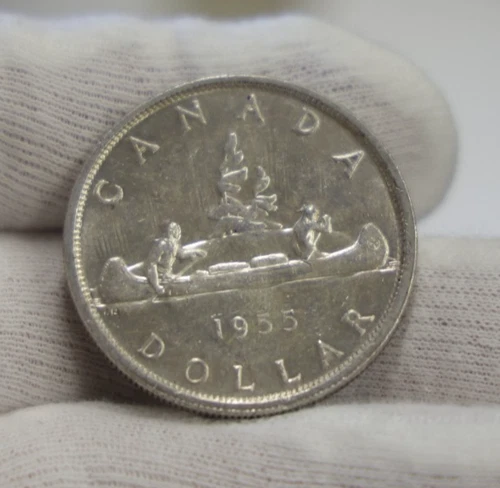 1955 Canada Unc Silver Dollar Original Toning
