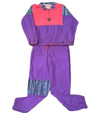 Vintage 80s 90s California Blues Pink Purple Surf Beach Tribal Windbreaker Set