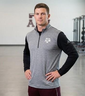 Texas A&M Aggies Adidas 1/4 Zip Pullover Men's XL Gray Black Long Sleeve Shirt