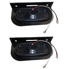 Two 6 Oval Red Led Stop Turn Tail Light W Mounting Brackets Truck Trailer Rv