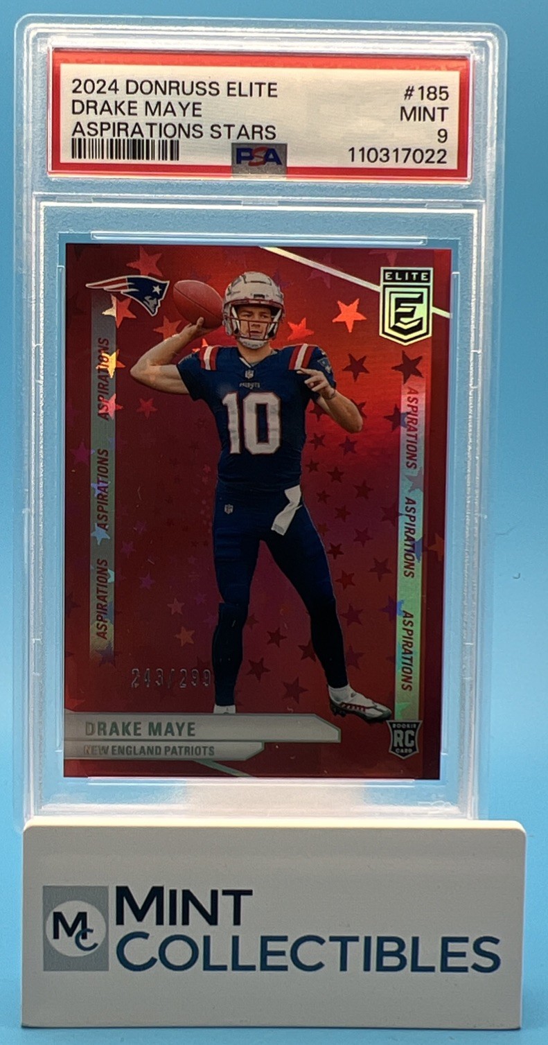 Drake Maye  2024 Donruss Elite #185 Aspirations Stars #'d/299 Rookie PSA 9 MINT