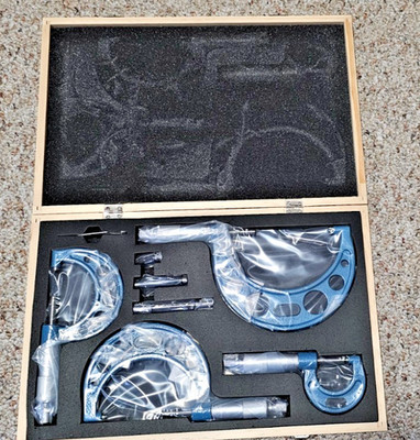 New set of 4 MACHINIST OUTSIDE METRIC MICROMETER : 0-1 ,1-2 ,2-3 ,3-4