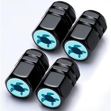 4Pack Tire Valve Caps Universal Tire Air Cap Valves Stem Covers | Turtle Black