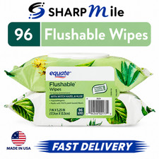 Equate Flushable Wet Wipes with Witch Hazel Aloe, 96 Wipes 2 Pack