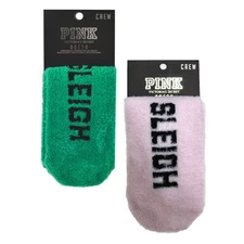 Victoria's Secret Pink Socks Fuzzy Cozy Lounge Footwear Festive Slippers Os New