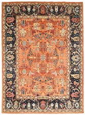Hand-Knotted Orange Oushak Chobi Oriental Rug Large Wool Carpet 9X12