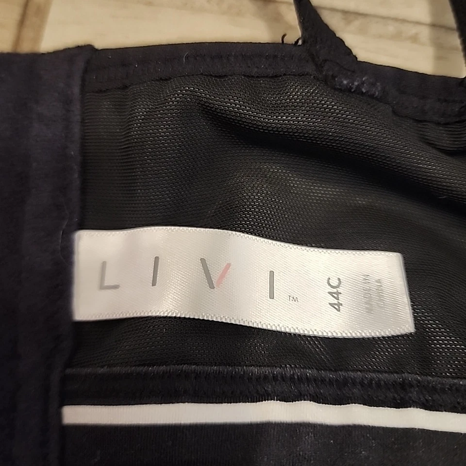 Sujetador deportivo Livi No Wire 44C negro blanco rayas tazas moldeadas inalámbricas  Foto 4 de 4