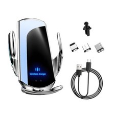 Wireless Car Charger, 15W Fast Charging Air Vent Mount Auto-Clamping Silver