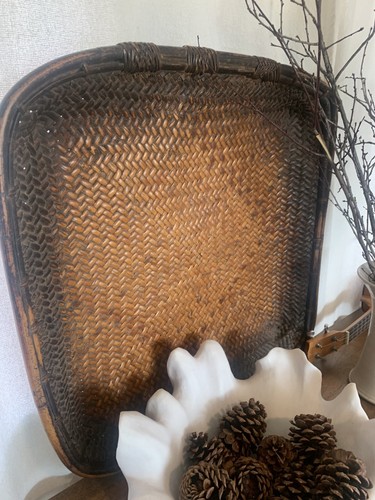 STUNNING Antique Early 20th C. Southeast Asia Winnowing Basket Asian Gathering - Picture 11 of 11