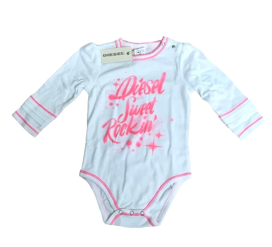 Diesel Baby Toddler Girls White Long Sleeve Bodysuit One Age