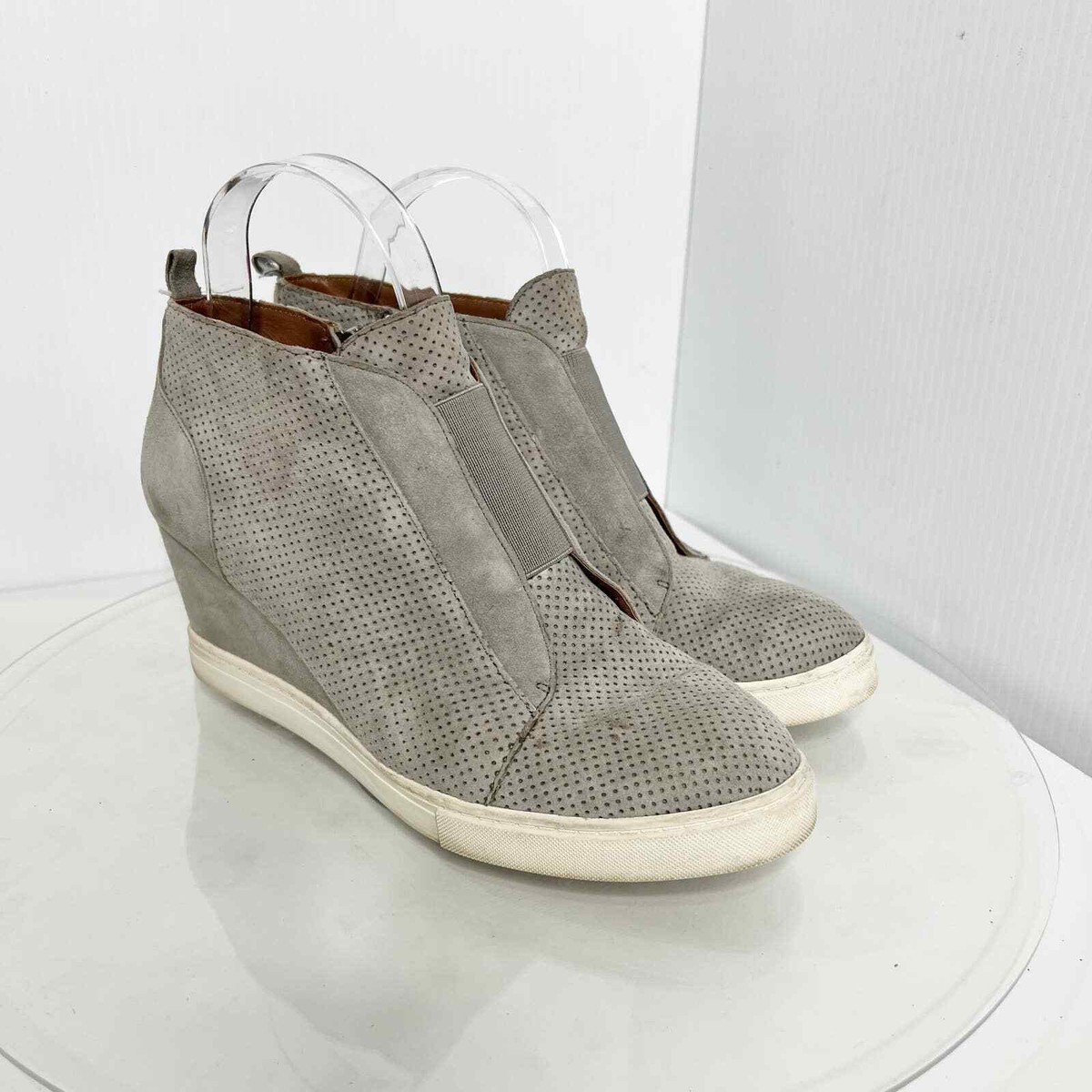 Paolo Suede Felicia Gray Wedge Sneaker Booties