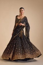 Latest Georgette Black Color Lehenga Choli With Dupatta For Function Wear
